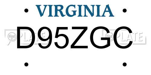 D95ZGC Virginia License Plate