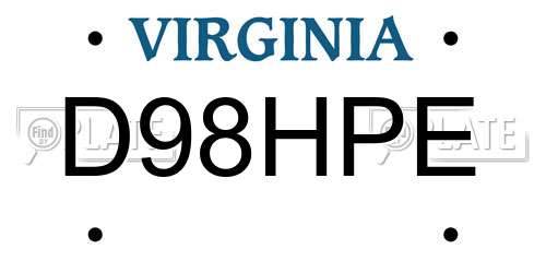 D98HPE Virginia License Plate