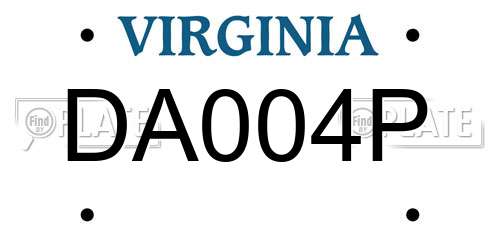 DA004P Virginia License Plate