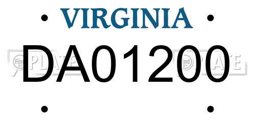 DA01200 Virginia License Plate