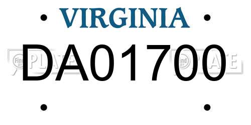 DA01700 Virginia License Plate