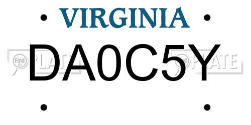 DA0C5Y Virginia License Plate
