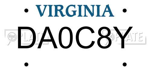 DA0C8Y Virginia License Plate