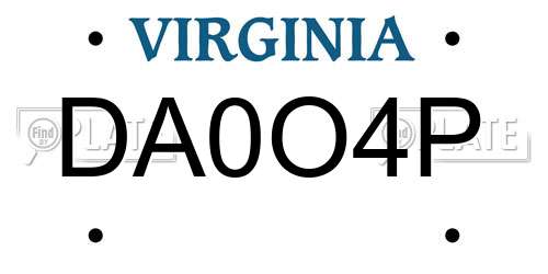 DA0O4P Virginia License Plate