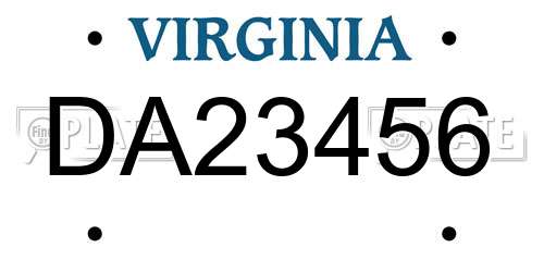 DA23456 Virginia License Plate