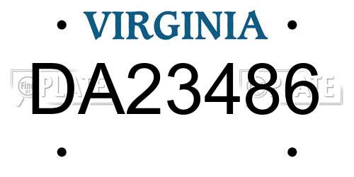 DA23486 Virginia License Plate