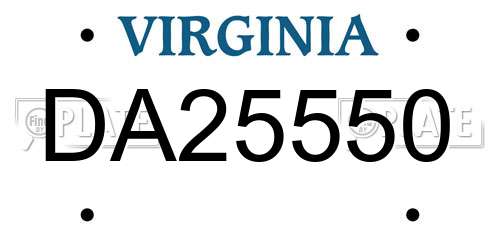 DA25550 Virginia License Plate