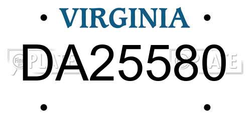 DA25580 Virginia License Plate
