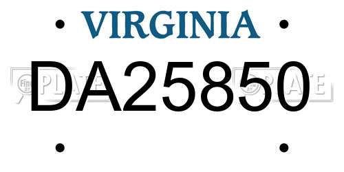 DA25850 Virginia License Plate