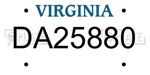 DA25880 Virginia License Plate