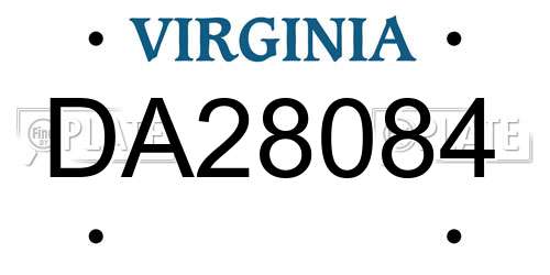 DA28084 Virginia License Plate