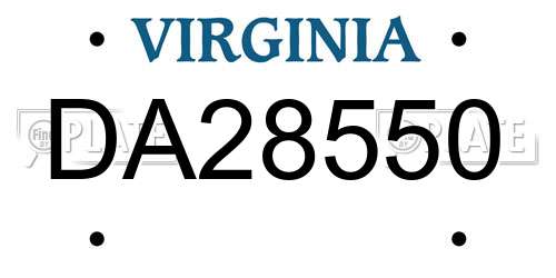 DA28550 Virginia License Plate