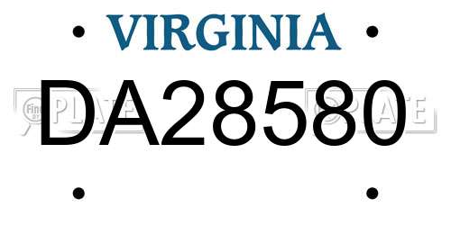 DA28580 Virginia License Plate