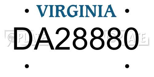DA28880 Virginia License Plate