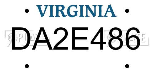 DA2E486 Virginia License Plate