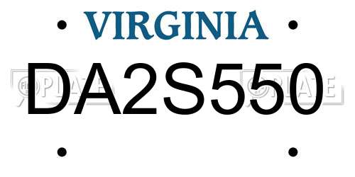 DA2S550 Virginia License Plate