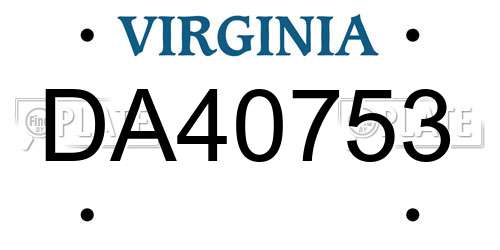 DA40753 Virginia License Plate