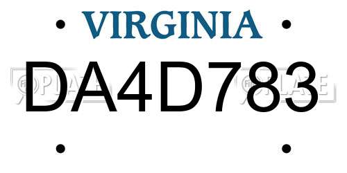 DA4D783 Virginia License Plate