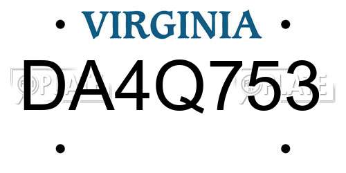 DA4Q753 Virginia License Plate