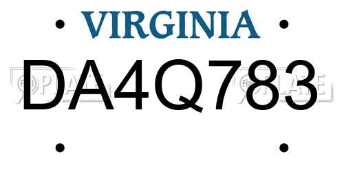 DA4Q783 Virginia License Plate