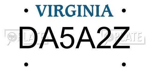 DA5A2Z Virginia License Plate