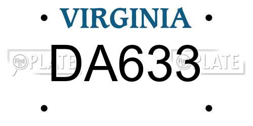 DA633 Virginia License Plate
