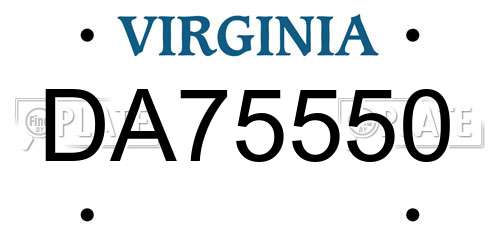 DA75550 Virginia License Plate