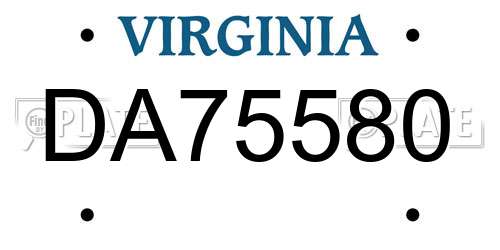 DA75580 Virginia License Plate
