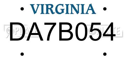 DA7B054 Virginia License Plate
