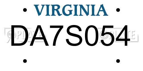 DA7S054 Virginia License Plate