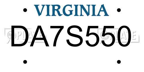 DA7S550 Virginia License Plate