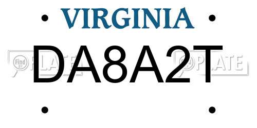 DA8A2T Virginia License Plate
