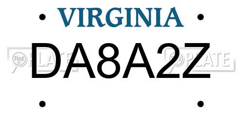 DA8A2Z Virginia License Plate