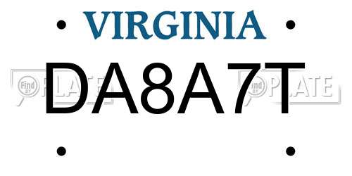 DA8A7T Virginia License Plate