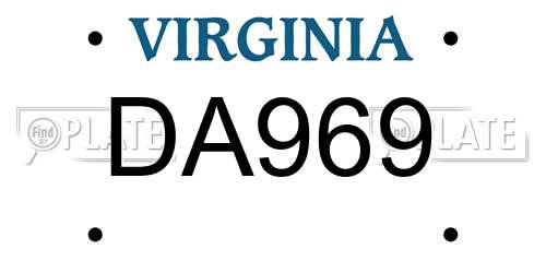 DA969 Virginia License Plate