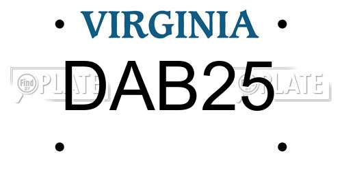 DAB25 Virginia License Plate
