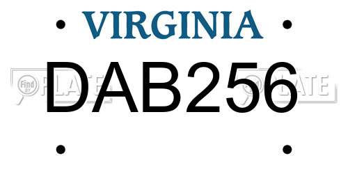 DAB256 Virginia License Plate