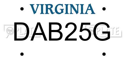 DAB25G Virginia License Plate