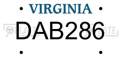 DAB286 Virginia License Plate