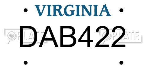 DAB422 Virginia License Plate