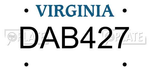 DAB427 Virginia License Plate