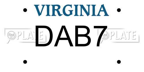 DAB7 Virginia License Plate
