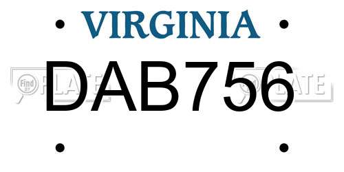 DAB756 Virginia License Plate