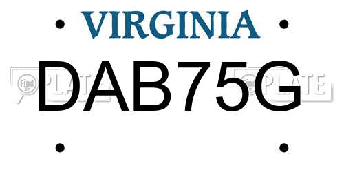DAB75G Virginia License Plate