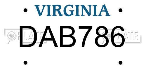 DAB786 Virginia License Plate