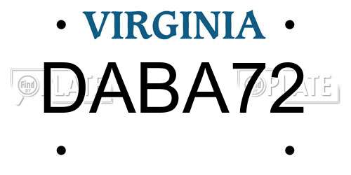 DABA72 Virginia License Plate