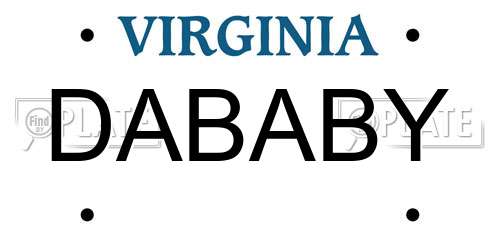 DABABY Virginia License Plate