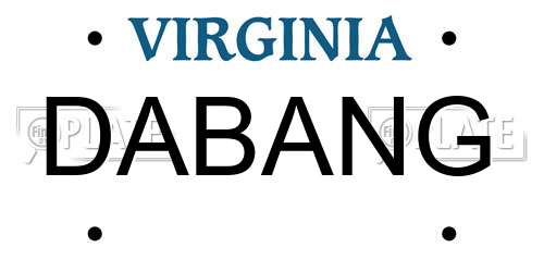 DABANG Virginia License Plate