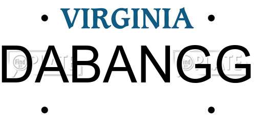 DABANGG Virginia License Plate
