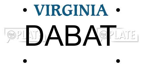 DABAT Virginia License Plate